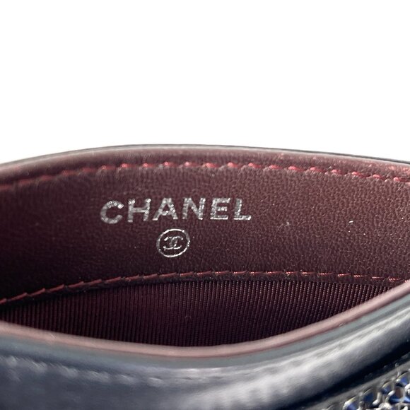 CHANEL Black Swarovski Crystal Leather Card Case Wallet - Picture 11 of 15